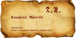 Kovácsi Ménrót névjegykártya